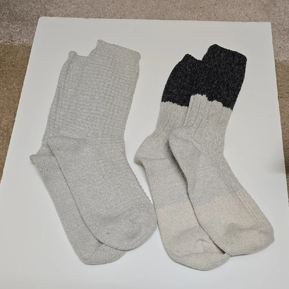Women's Gray and Off-White Socks - Size 5-10